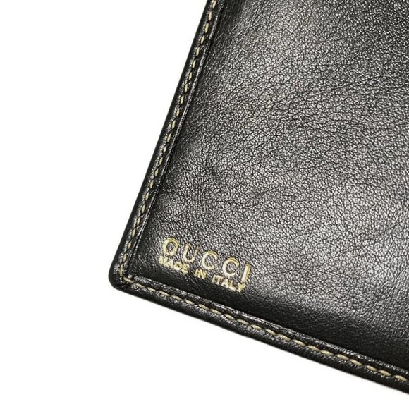Auth GUCCI - Black Leather Bifold Wallet - Picture 4 of 6